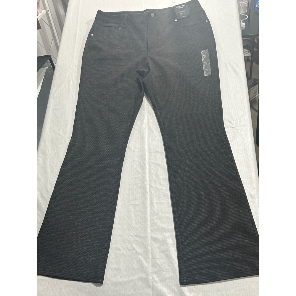 Simply Vera Vera Wang Womens XL High Rise Bootcut Pants Black Textured Knit NWT